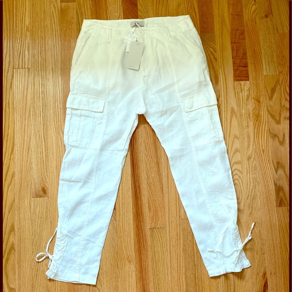 white linen skinny pants